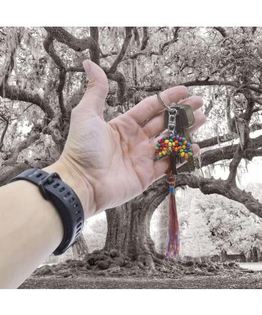 Tree of Life Wooden Keychain - Unique Beaded Design with Leaf Ring | Modelo 2 - International Shipping Available - Buy Online on SooperMarket.com