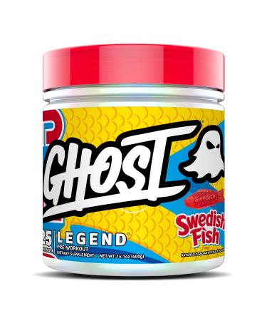 GHOST Legend V2 Pre-Workout Energy Powder  Swedish Fish - 25 Servings - Caffeine  L-Citrulline  & Beta Alanine Blend for Energy Focus & Pumps - Free of Soy  Sugar & Gluten  Vegan