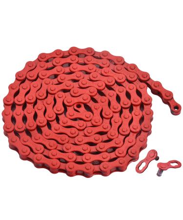 zonkie Single-Speed Bicycle Chain 1/2 x 1/8 Inch 116 Links Red 1/2" 1/8" 116 links