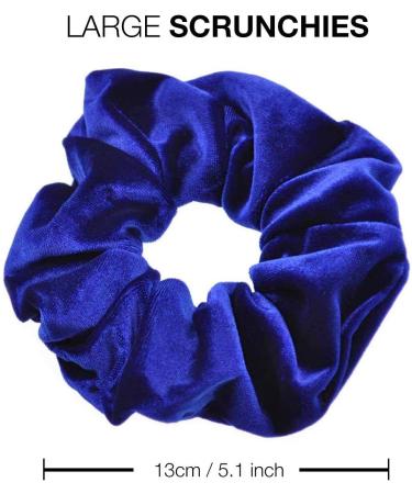 2 PCS Premium Large Royal Blue Velvet Hair Scrunchies for Women, Girls, and Kids - Updo Ponytail Holder Bands - Buy Online on SooperMarket.com
