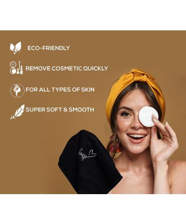 Zuperia 100% Cotton Makeup Remover Wash Cloth - Quick Dry Fingertip Face Towel (6 Pack, Black) - Buy Online on SooperMarket.com