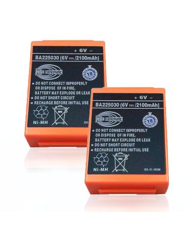 2 Pack 6V 2100mAh HBC Radiomatic BA225030 Rechargeable Battery for HBC Crane Remote Control Pump Truck