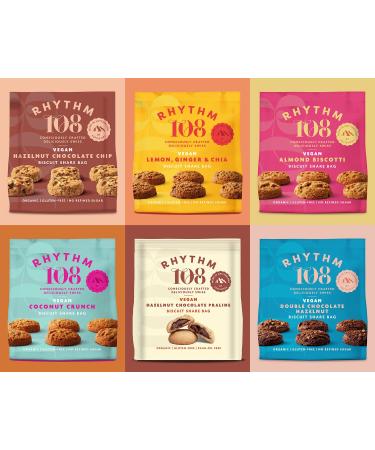 Rhythm 108 Organic Vegan Gluten & Dairy Free Tea Biscuits Share Bag Mixed Case of 6 x 135g