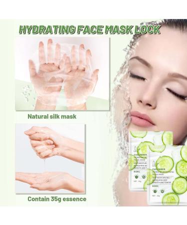 Cucumber Face Mask 5pc Hydrating Face Masks Hyaluronic Acid Anti Aging Soothing Brightening Skin Face Sheet Masks Replenish Moisture Skin Brightening Skin Barrier Repair Moisturising Face Mask Green-Cucumber - Buy Online on SooperMarket.com