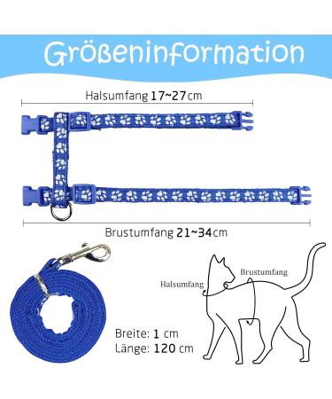 Adjustable Nylon Cat Leash Set - 2 Pieces with Lady Beetle Print & Soft Cat Dishes for Kittens Puppies & Rabbits - Pink & Blue - Buy Online on SooperMarket.com