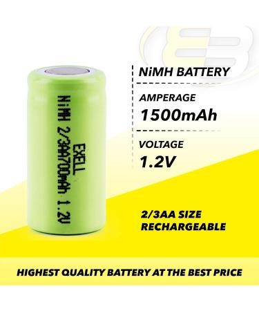 Buy 3x Exell 2/3AA NiMH 700mAh 1.2V Rechargeable Batteries - Perfect for Capacitors Shearing Devices Miner Lamps & Helmet Lights - International Shipping Available - Buy Online on SooperMarket.com