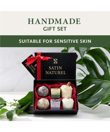 Christmas Gifts for Women: 6Pcs Bath Bombs Gift Box with Essential Oils & Shea Butter - Vegan Skincare by Satin Naturel - Buy Online on SooperMarket.com