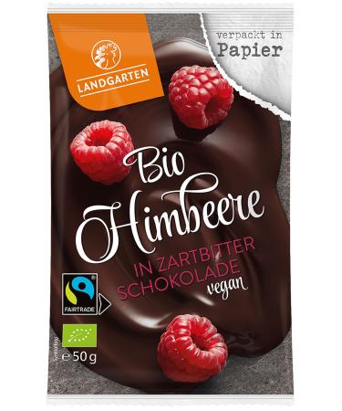 Landgarten | Vegan organic raspberry in dark chocolate | 1 pack (50 g) Raspberry in dark chocolate 50 g (1 pack)