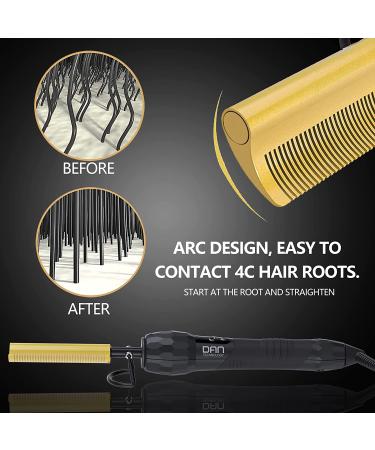 Dan Technology Hot Comb Hair Straightener | 15 Adjustable Temperatures | Digital Display | Curved Teeth Ceramic Comb | Professional Straightening Comb for Thick Hair - Buy Online on SooperMarket.com