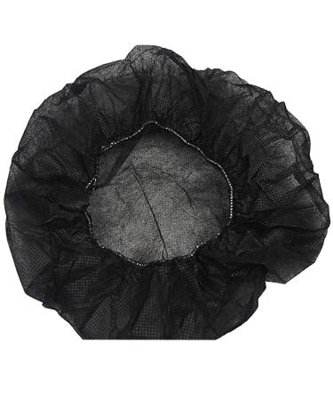 Tvoip 100Pcs 19 Disposable Cap Hair Net Cap Hair Hat Anti Dust Net Bouffant Cap Non-Woven Head Cover Hat Elastic Cleaning Hair Protect Hat Cap (Black)