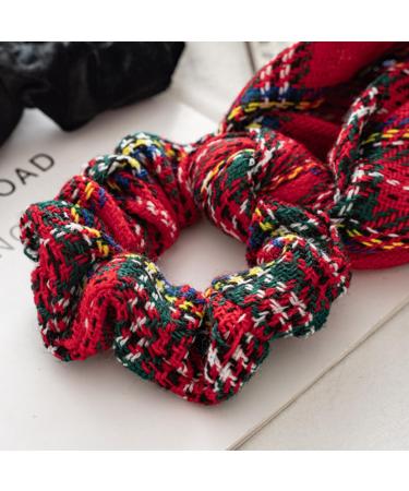 JNAWA 2Pieces Chrismas Tartan Scrunchies Plaid Elastic Hairbands Hair Scarf Scottish Bowknot Hair Scrunchies Hair Accessories for Women Girls - Buy Online on SooperMarket.com