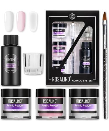 Acrylic Nail Kit - Acrylic Powder Set with Pink White Clear Colors Acrylic Powder and Acrylic Liquid with Acrylic Nail Brush Nail Acrylic Powder Set for Nails Extension Kit Nail Art Pink White Clear 3 Colors - Buy Online on SooperMarket.com