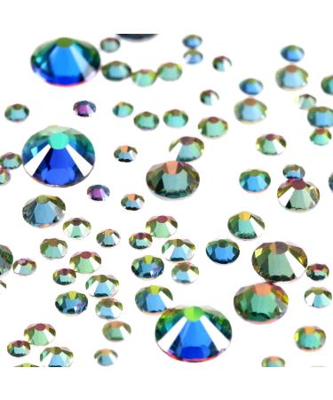 Quesuc 1728 Pieces Flatback Round Rhinestones Glass Gems with 6 Mixed Sizes (1.6-3 mm) for Nail Art Phone Decorations and DIY Crafts (Aurora Boreale Color) - Buy Online on SooperMarket.com