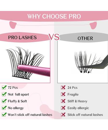 Lash Clusters 72 Pcs Individual Cluster Lashes DIY Lash Extension 8-16mm Eyelash Clusters Volume Wispy Lashes Super Thin Band Reusable Soft & Comfortable 8-16 mix Volume - Buy Online on SooperMarket.com
