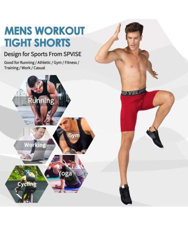 ABTIOYLLZ Men's Compression Shorts 3 Pack - Running Workout Athletic Underwear with Pocket - Black/Red/Blue - Size 84 Large - Buy Online on SooperMarket.com
