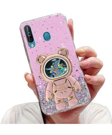 Tivenfezk Nadoli for Samsung Galaxy A40 Treibsand B r Astronaut Hidden Stand Shell caricature glitter astronaut stand soft silicone bling cell phone case transparent protective cover samsung galaxy a40 pink
