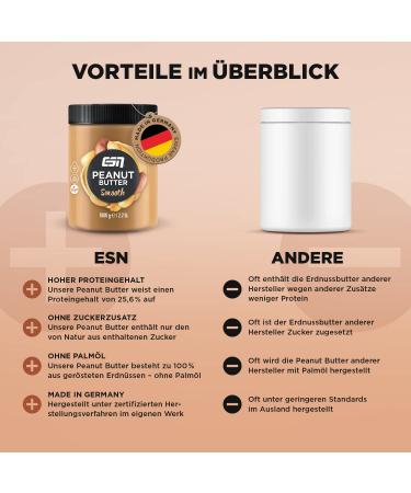 Buy ESN Peanut Butter Smooth 1000g - All-Natural Additive-Free | Best International Shipping - Buy Online on SooperMarket.com