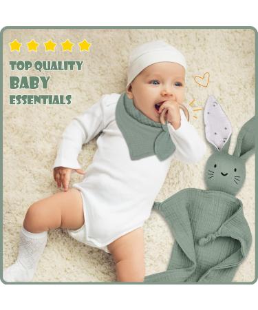 Laferka Baby Gift Set for Boys & Girls - Newborn 100% Cotton Cuddling Cloth Bibs Bite Ring & Wooden Shield - Perfect Birth Gift - Buy Online on SooperMarket.com