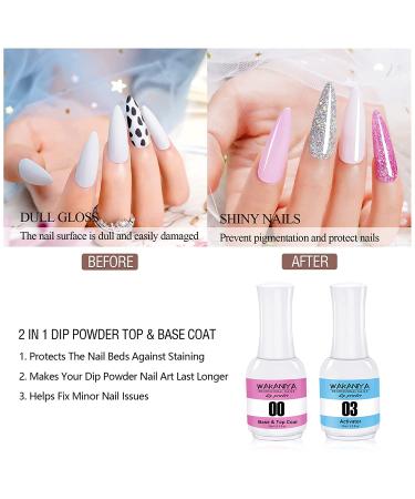 Wakaniya 15ml No Wipe Base and Top Coat Set - Glossy Shine Finish - DIY Nail Gel Design Kit - 0.5 Fl Oz (Pack of 2) - Soak Off LED Gel with Base Activator - Buy Online on SooperMarket.com