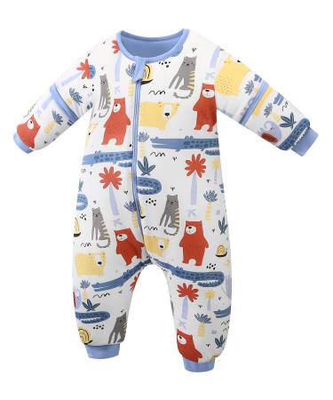 ChicSky Baby Sleeping Bag with Legs 3.5 Tog Baby Sleeping Bag Winter Organic Cotton Warm Comfortable Wearable Blanket Sleeves Removable Toddler Walking Sleeping Bag 3-5 Years Bear 3-5 Years