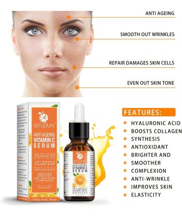 Vitamin C Serum - Anti Aging Face Serum with Vitamin C - Anti-Dark Spots & Brightening Serum with Hyaluronic Acid - Vitamin C Serum For Dull Tired - Vit E Oil Women/Men - Buy Online on SooperMarket.com