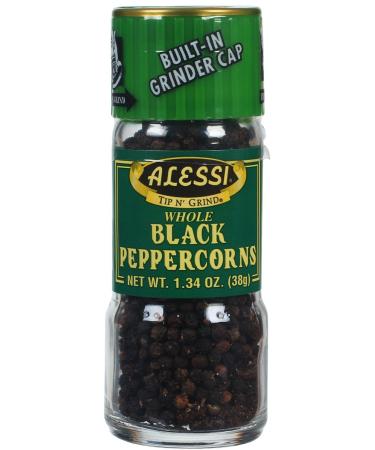 Alessi Whole Black Peppercorns, 1.34-Ounce Grinders (Pack of 6) Whole Black Peppercorns, Grinder