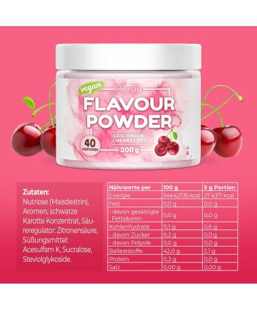 Premium Cherry Tasting Powder 200g - Vegan Gluten-Free Diabetic-Friendly - Only 7 kcal per Portion - Buy Online on SooperMarket.com