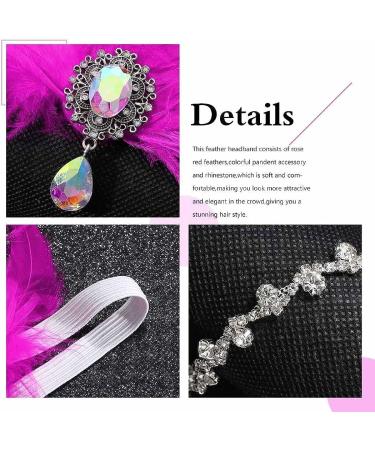 GENBREE 1920s Flapper Headpiece - Rose Red Feather Rhinestone Gatsby Headband for Women - Buy Online on SooperMarket.com
