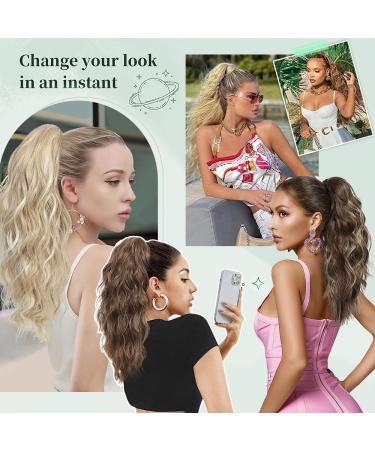 MORICHY Highlights Ponytail Extension 18inch Claw Clips in Ponytail Hair Extension for Women Mix Blonde Curly Hair Synthetic Pony Tail Hairpiece for Women Daily Use party 18Inch Dirty Blonde with Brown Highlights - Buy Online on SooperMarket.com
