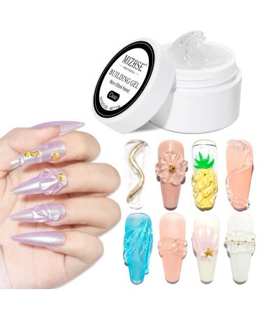 MIZHSE Solid Builder Gel Sculpture Solid Nail Extension Gel for Nail, Non-Sticky Hand Builder Gel Carving Gel Modeling Nail Art Gel 15g (0.5 FL OZ) (Clear)