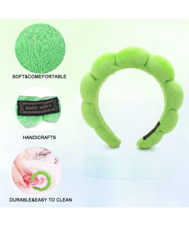 Soft Spa Headband Set for Women - Ideal for Face Washing and Skincare - Terry Cloth Makeup Headband - Black+Green - Buy Online on SooperMarket.com