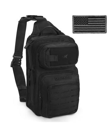 KastKing BlowBak Tactical Fishing Sling Tackle Storage Bag  Lightweight Sling Fishing Backpack - Sling Tool Bag for Fishing Hiking Hunting Camping Black