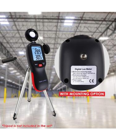 Digital Light Meter with Data Record, Backlight, Lux & Temperature Meter - 0-200,000 Lux/FC Measurement Range - MAX/MIN/Hold Function - Buy Online on SooperMarket.com