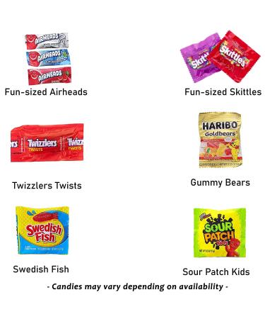 Bite-Sized Candy Care Package Gift Box - Variety Pack of Skittles, Sour Patch, Twizzlers & More! Perfect for Halloween, Birthdays, College Students, Military, Offices, and Goodie Bags! - Buy Online on SooperMarket.com