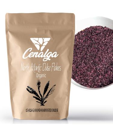 CENALGA Organic Gulf of Maine Dulse Flakes - We avoid Plastic 1.5 oz / 42.5 g Bag - Atlantic Seaweed - Vegan Certified - Perfect for Paleo Diet or Keto Diet - non-GMO - Fat-Free - Gluten-Free - Pareve