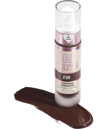 Makeup Revolution IRL Filter Longwear Foundation F20 Deep Skin Tones 23ml - Matte Finish, 16-Hour Wear (Pack of 1) - Buy Online on SooperMarket.com