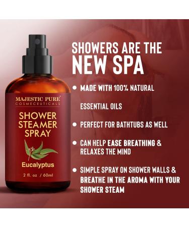 MAJESTIC PURE Eucalyptus Shower Steamer Spray - 100% Pure Essential Oil Mist - Aromatherapy Spa Room Spray - 2fl oz - Buy Online on SooperMarket.com