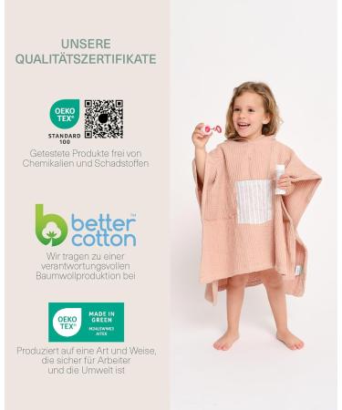 Molis & Co. Kids Batheponcho | Hooded Beach Towel for 1-2 Years | Stripes | Oeko-Tex 100 Certified | Light & Compact Bathrobe in Altrosa - Buy Online on SooperMarket.com