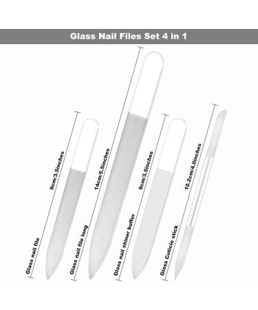 Glamne Glass Nail File Set with Cuticle Pusher Stick & Case - Nail Buffer Shiner for Natural Nails - Buy Online on SooperMarket.com