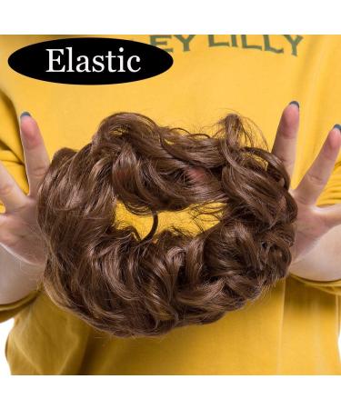 Silk-co Curly Hair Bun Scrunchie in Light Brown - 35g Synthetic Hair Extension - Buy Online on SooperMarket.com