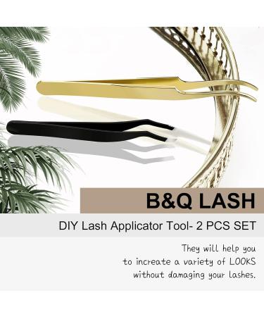 Eyelash Applicator - Rust-Free Eyelash Tweezers for Easy Application | Golden Eyelash Pliers with Brush - 1 PC for Artificial Eyelashes - Buy Online on SooperMarket.com