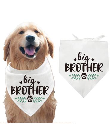 arricraft 1 Pc Pet Dog Bandana White Cotton Triangle Pet's Bandana Big Brother Words Plant Washable Puppy Cat Scarf Bibs Accessories for Dogs and Cats Gifts 55x55x78cm