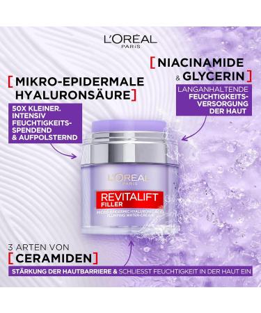 L'Or al Paris Revitalift Filler Gel Cream - Anti-Aging Hyaluronic Acid Face Moisturizer for All Skin Types | 50 ml - Buy Online on SooperMarket.com