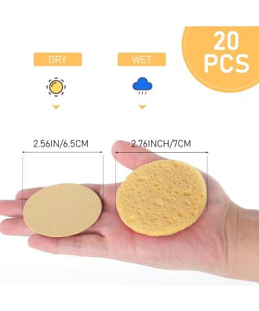 20 Natural Cellulose Facial Sponges for Cleansing and Exfoliating - Round Yellow Sponge Set - Buy Online on SooperMarket.com