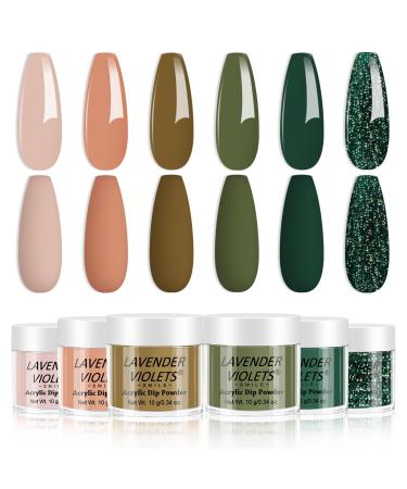Lavender Violets 6 Colours Acrylic Dip Powder French Nail Art Manicure Large Capacity Dipping Powder Nail Powder DIY Early Green Brown JS207 An Early Fall