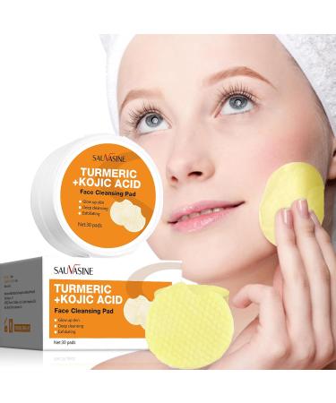 Turmeric Kojic Acid Cleansing Pads - 30pcs for Balanced Skin | Moisturizes & Nourishes | Leak-Proof Upgrade - Buy Online on SooperMarket.com