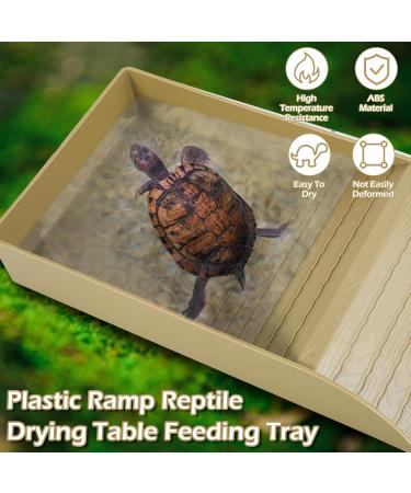 Tortoise Water Dish Tortoise Bath Dish 30.5x14.8x5.8cm Anti Slip Reptile Pool Bowl with Ramp Reptile Feeding Box Dish Plastic Turtle Water Bowl Tortoise Habitat Accessories for Basking Feeding Wood Small - Buy Online on SooperMarket.com
