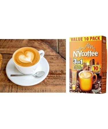 NYCoffee 3 in 1 sachets & NYCoffee 2 in 1|3 Flavours Instant Coffee- Salted Caramel White Coffee With Sugar & White Coffee Bundled with Temas Store Coffee Stirrers |30 Sachets| Add Hot Water & Stir - Buy Online on SooperMarket.com