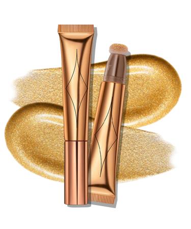 Ofanyia Highlighter Wand Liquid Glitter Face Highlighter Stick with Cushion Applicator Cruelty-free Silky Smooth Lightweight Blendable Shimmer Highlighter Beauty Wand for Face Cheekbone Glow 05# Highlighter-02