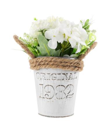 Zerodeko Potted Hydrangea Blue Faux Flowers Ceramic Decor Green Home Decor Spring Decorations for Home Fake Flower Adornment Outdoor Decoration Faux Hydrangea White Props Plastic Artificial White 17x17x19cm